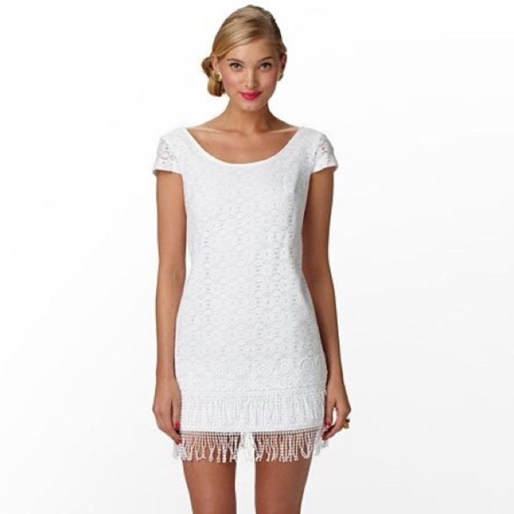 Lilly Pulitzer white lace fringe dress